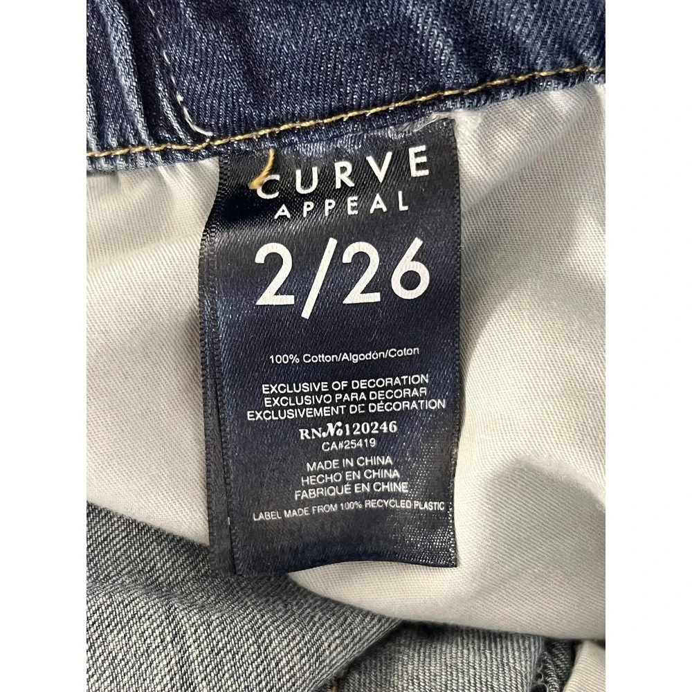 Curve Appeal Jeans Womens 2/26 Blue Denim Pants High Rise Wide Leg